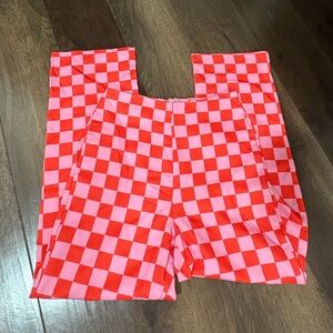 SHEIN Red and Pink Checkered Pants